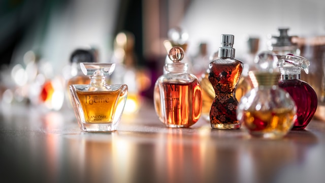 Perfume collection of bottles