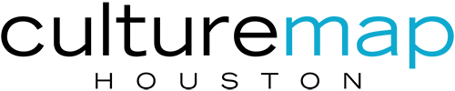 Logo of culturemap Houston with black and blue text.